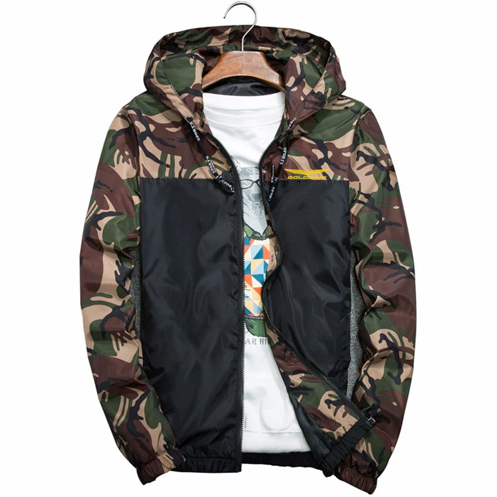 2023 New Men Goldwing GL 1800 Motocycles Spring Autumn Fashion Four Color Trench Coat Sports Patchwork Casual Camo Hoodie Top