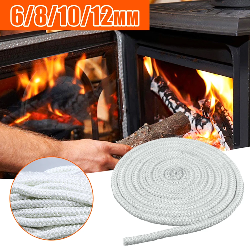 6/8/10/12mm Stove Rope Fireplace Sealing Rope Gasket Door Cord Log Wood Burning Stove High Temperature 2m Length Sealing