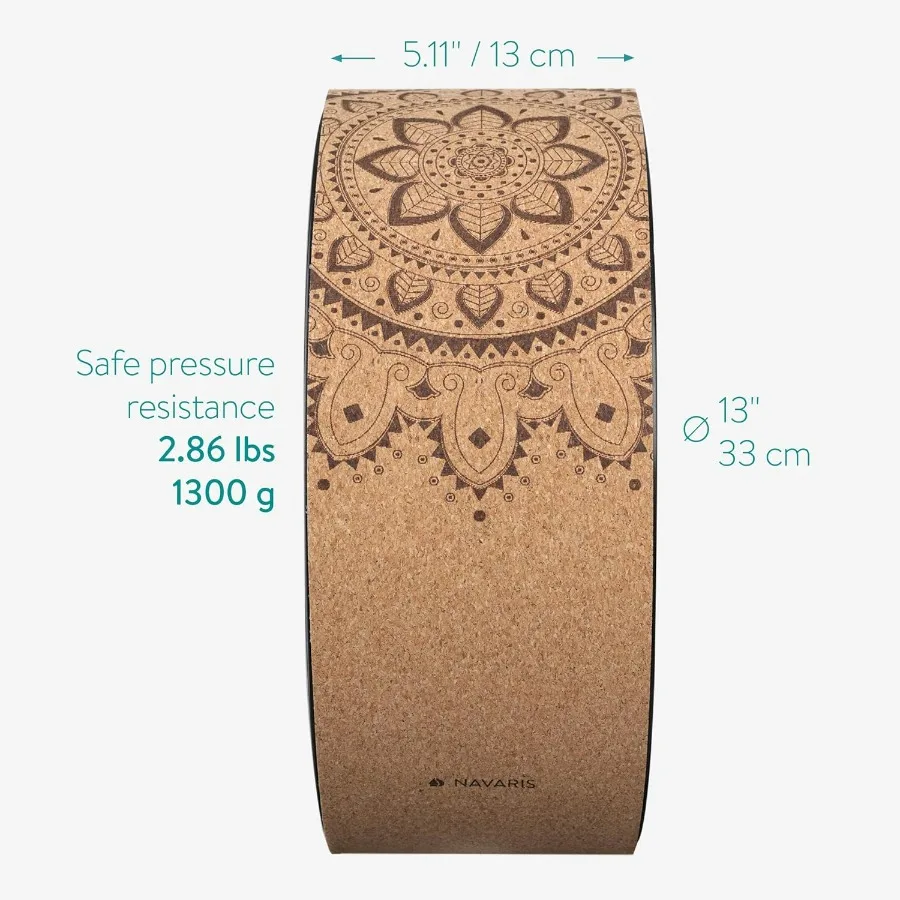 Cork Yoga Wheel - Prop for Stretching, Flexibility, Back Bends - Helps Deepen Poses and Stretch Back, Shoulders, Chest - 13" (33