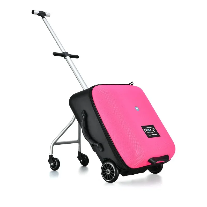 

Children Pink Luggage can sit on Boarding Cabin Bag Universal Wheel Trolley Travel Case Lazy Walk ride with Baby Suitcase