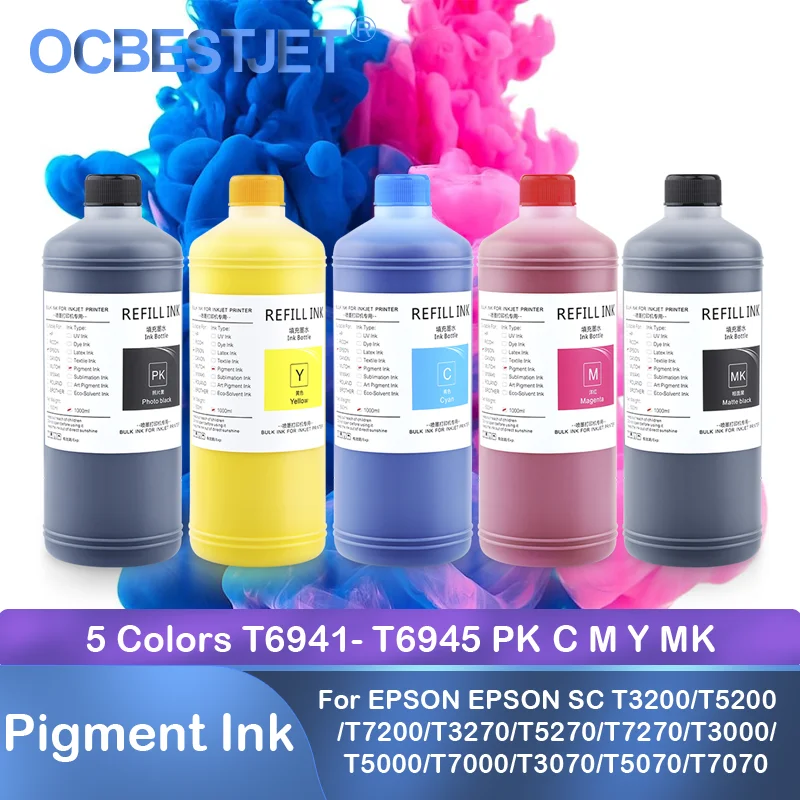 

Pigment Ink 5 Colors T6941-T6945 High Quality 1000ML For Epson T3200 T5200 T7200 T3270 T5270 T7270 T3000 T5000 T7000 T3070 T5070