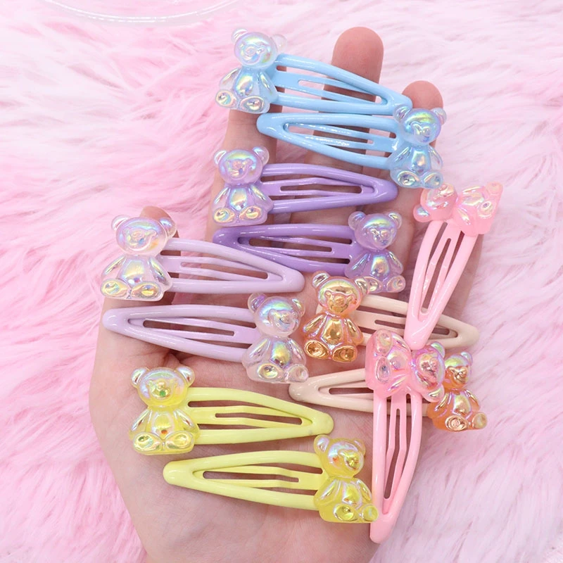 

2pcs Multicolored Bear Hair Clip BB Hairpins Women Hair Accessories Baby Children Headwear Kids Gift Hair Barrettes for Girls