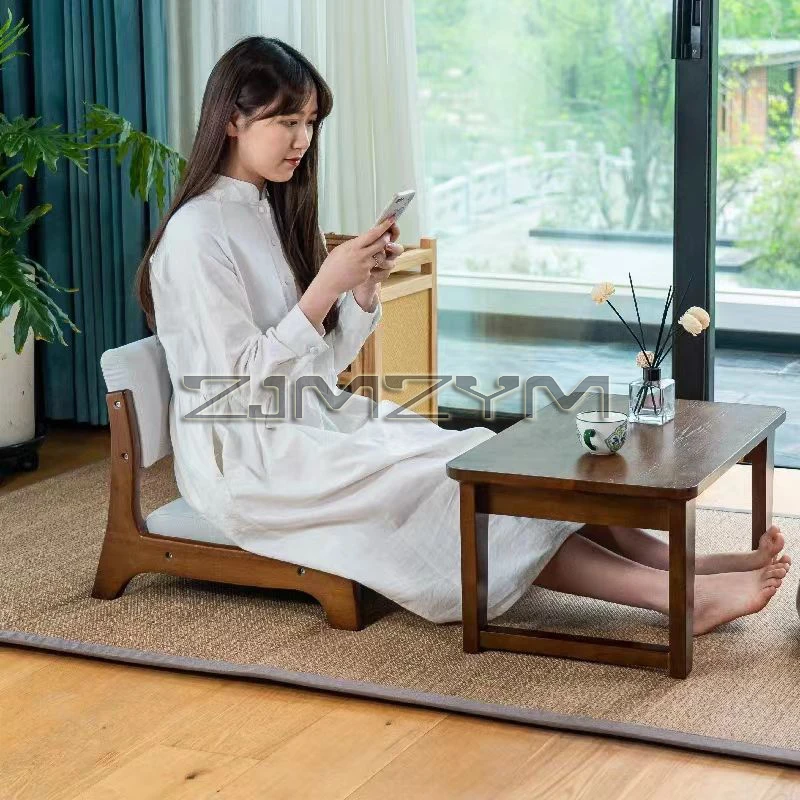 Modern Lazy Sofa Chair Japanese Living Room Furniture Back Floor Nordic Wind Bay Window Wood Low Chair 5