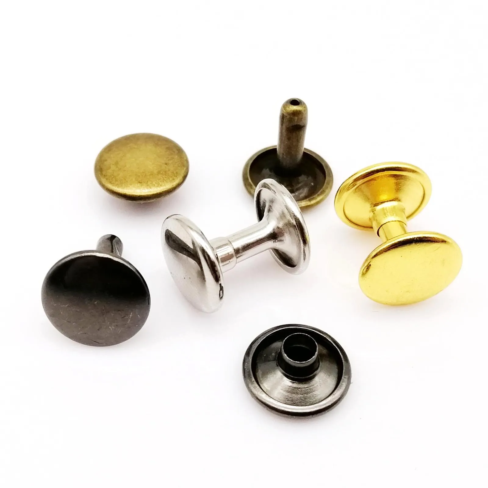 100sets 6mm 8mm 10mm Metal Double Cap Side Round Rivet for Leather Belt Wallet Bag Shoe Clothes DIY, metal rivets,belt strap rivets,leather rivets
