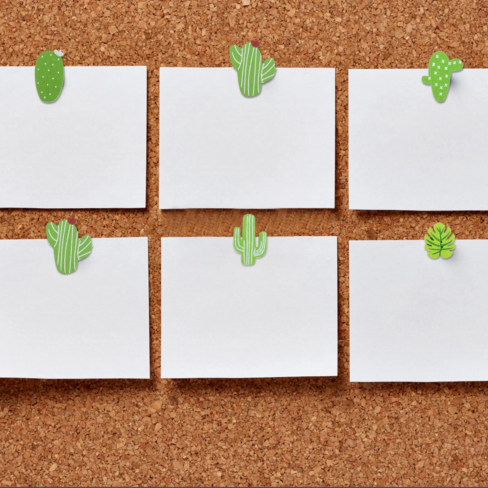 30Pcs Wooden Cactus Push Pins Thumb Tacks For Cork Board Creative Succulent Plants Decorative Office Binding Supplies