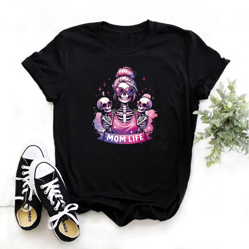Funny Skeleton Mom's Life club patches Clorhing stickers Flex fusible transfer stripes appliques