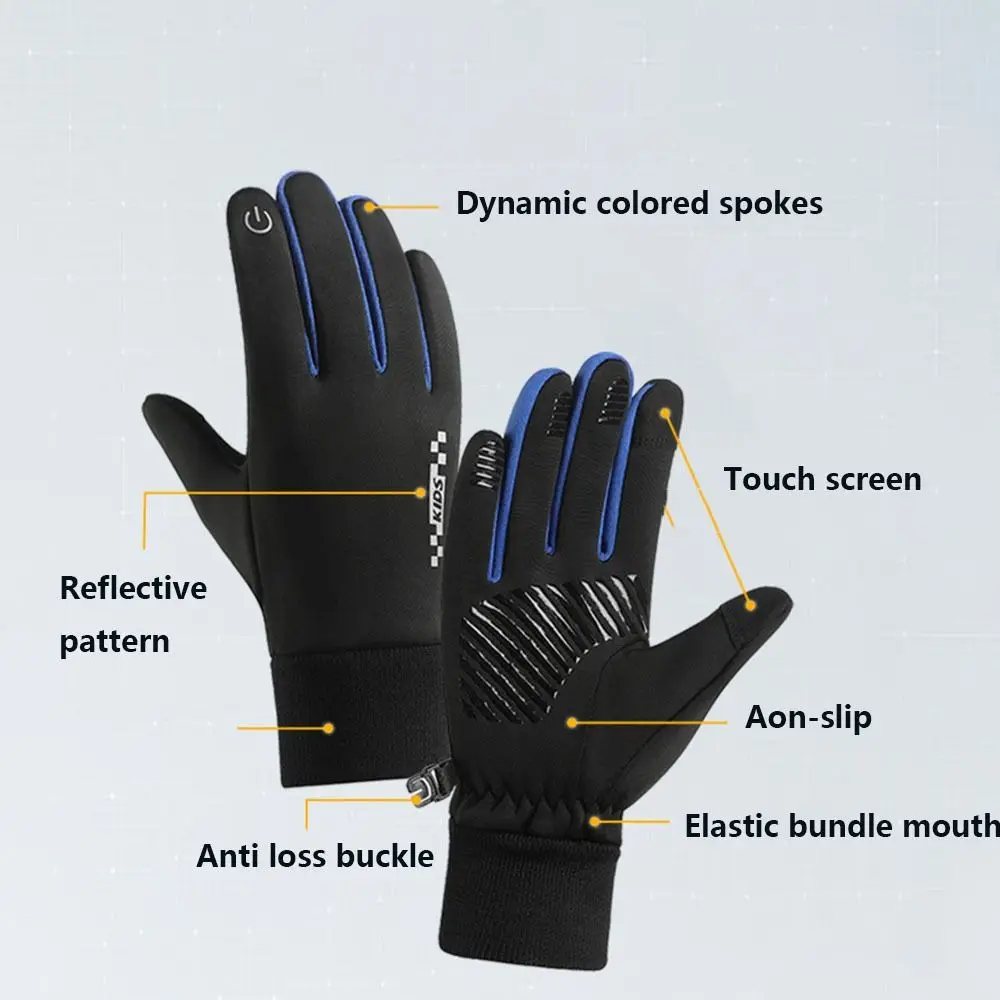 Non-slip Winter Children Bicycle Riding Gloves Full-finger Non-Slip Kids Warm Gloves Touch Screen Cold Wingproof