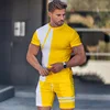 Summer Men's Beach Shorts Set 3D Printed Simplicity Casual Style Short Sleeve T-shirt+Shorts 2 Pcs Set Oversized Tracksuit Suits 5