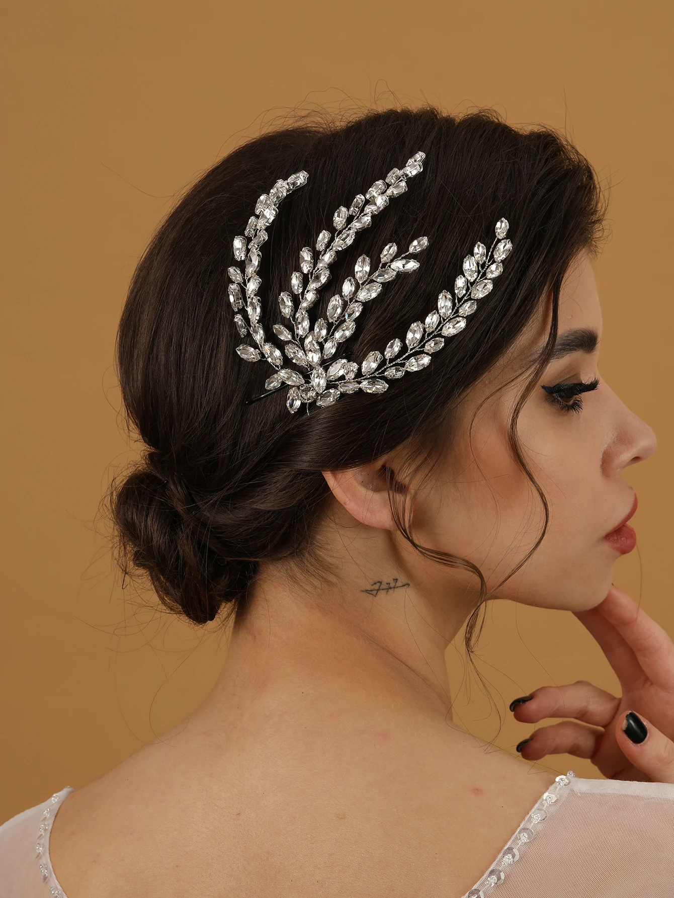 Mode Blatt Zirkon Braut Kopfschmuck Tiara Zubehör für Frauen Luxus Mädchen Kristall Haarspange Hochzeit Schmuck – Detail 4