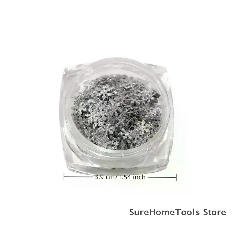Christmas Snowflake Nail Sequins Sparkling Winter Flakes Spangles 3D Nail Art Decoration Sticker Tips Charm Manicure Salon DIY