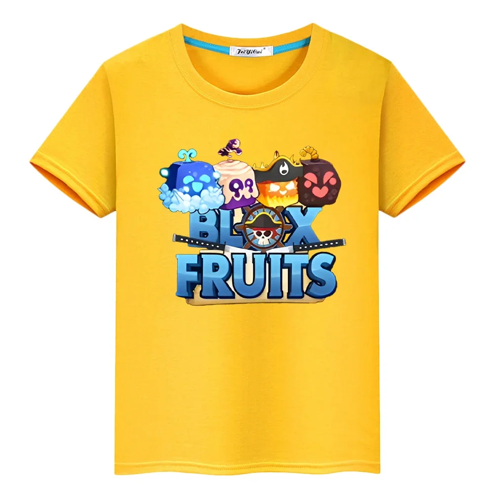 New Game Blox Fruits 100%Cotton t shirt for kids boy 10years anime Tees Short Tops pride tshirt y2k one piece kids clothes girls 3
