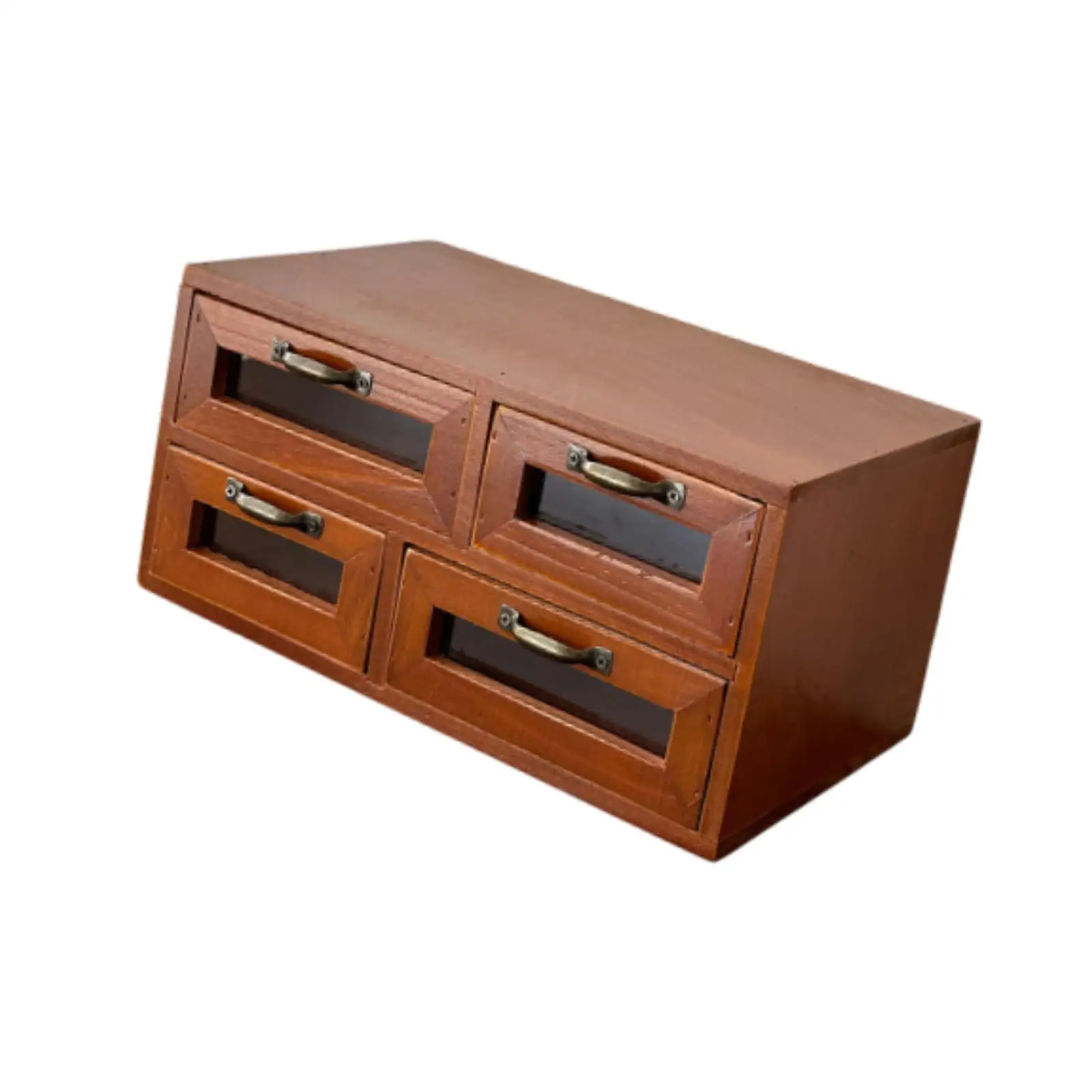 Desk Organizer Box with Drawers Wooden Desktop Organizer for Keys Cosmetics Jewelry and Office Supplies Drawer Cabinet