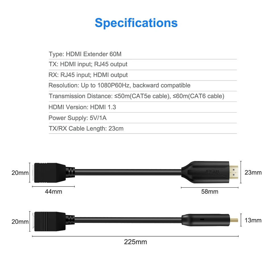 1  HDMI RJ45 ͽٴ 60M Cat5e/6 Ʈũ ̴ LAN HDMI to RJ45  ͽٴ 1080P HDTV DVD STB 