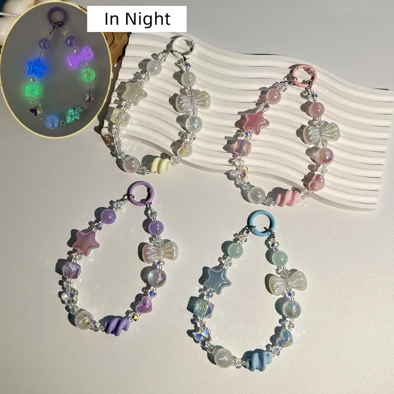 Luminous Bowknot Star Heart Bracelet Phone Strap - Kawaii Charm Phone Accessory