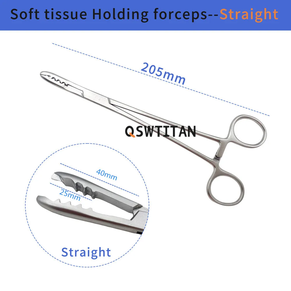 QSWTITAN Soft tissue Holding forceps Bend upwards Straight tissue Pliers Veterinary Orthopedics Instruments
