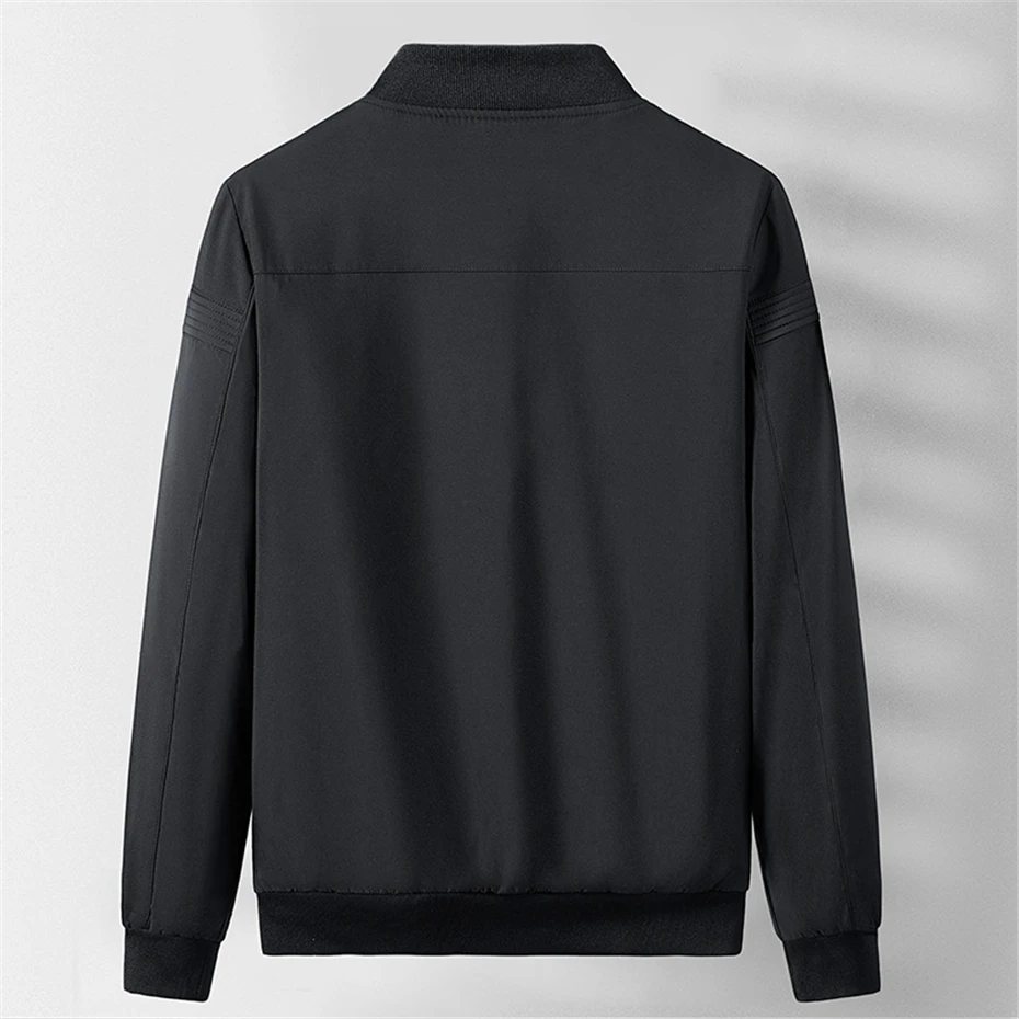 Baseball Jacket Men Fashion Casual O-neck Jacket Coat Male Spring Autumn Slim Fit Coats Outerwear Black