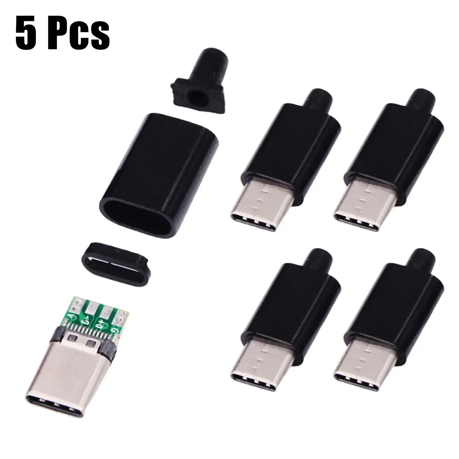 C Male Connector Interface Plug 5PCS 5V Both Ways Green Board Solder Type Electrical Connector