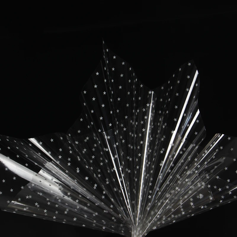 

65pcs Pentagram Cellophane Water Proof Transparent Plastic Gift Flower Bouquet Fruit Basket Bottom Stars Wrapping Paper Material