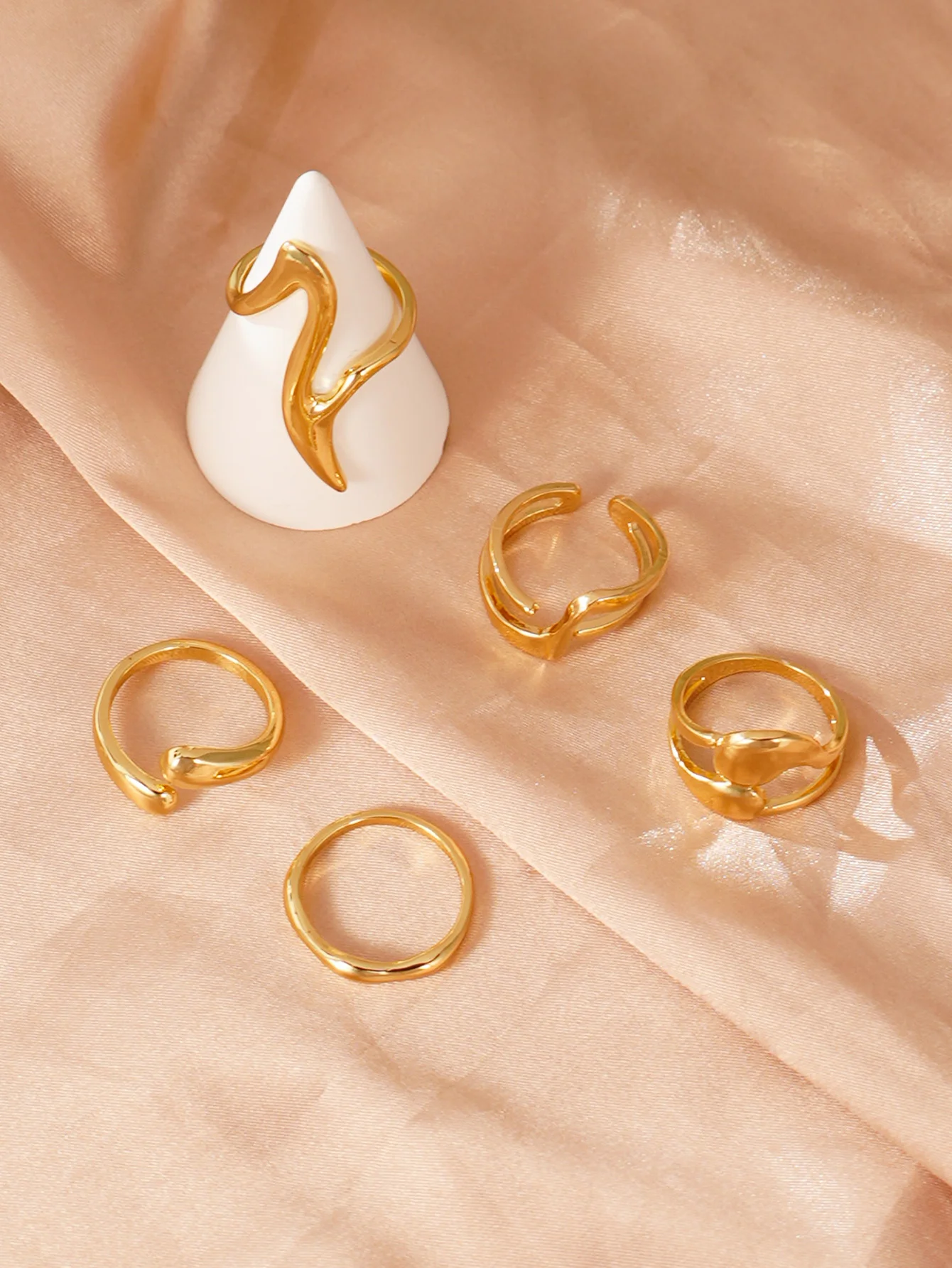 Punk Geometric Smooth Ring Set - Fashionable Daily Jewelry Accessory