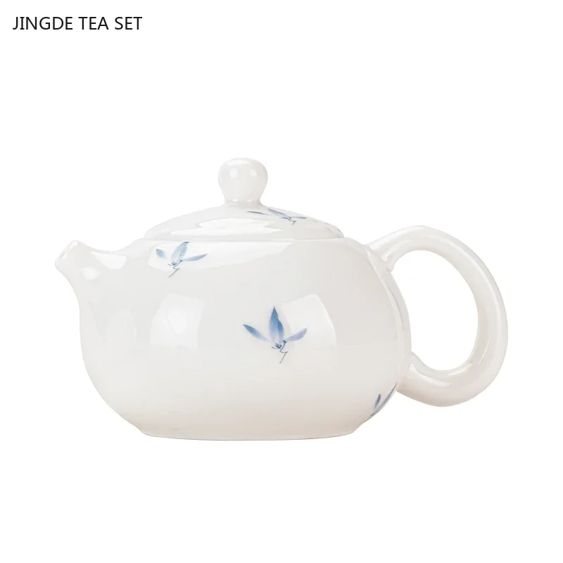 1PCS Ceramic Sheep Fat Jade Porcelain Teapot Chinese Orchid Tea Separation Xishi Tea Pot Ceramic Tea Set