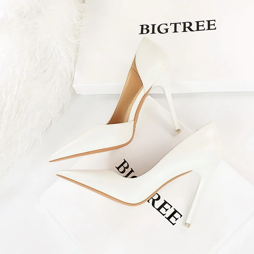 BIGTREE Shoes Fashion New Pumps Women Sexy High Heels Pointed Toe Side hollow out Stiletto Women Heels Large Size 43 Ladies Shoe