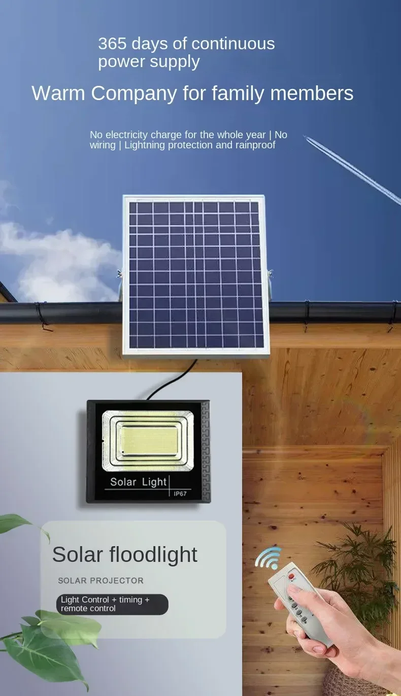 Description Picture 2 of item25/500W Solar Light Outdoor Lighting Garden Light Flood Light Household Rural StreetSuper Bright Waterproof Wall Lamp Hot solar