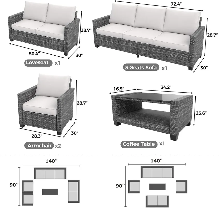 8-Piece Rattan Outdoor Patio Set 3