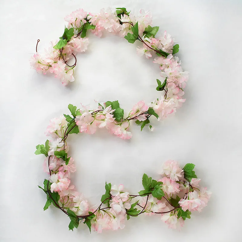 235 cm weiß rosa künstliche Sakura Blumen Rebe für Hochzeit Kranz Bogen Dekoration Braut gefälschte Pflanzen Dekor Blumenranken – Detail 13
