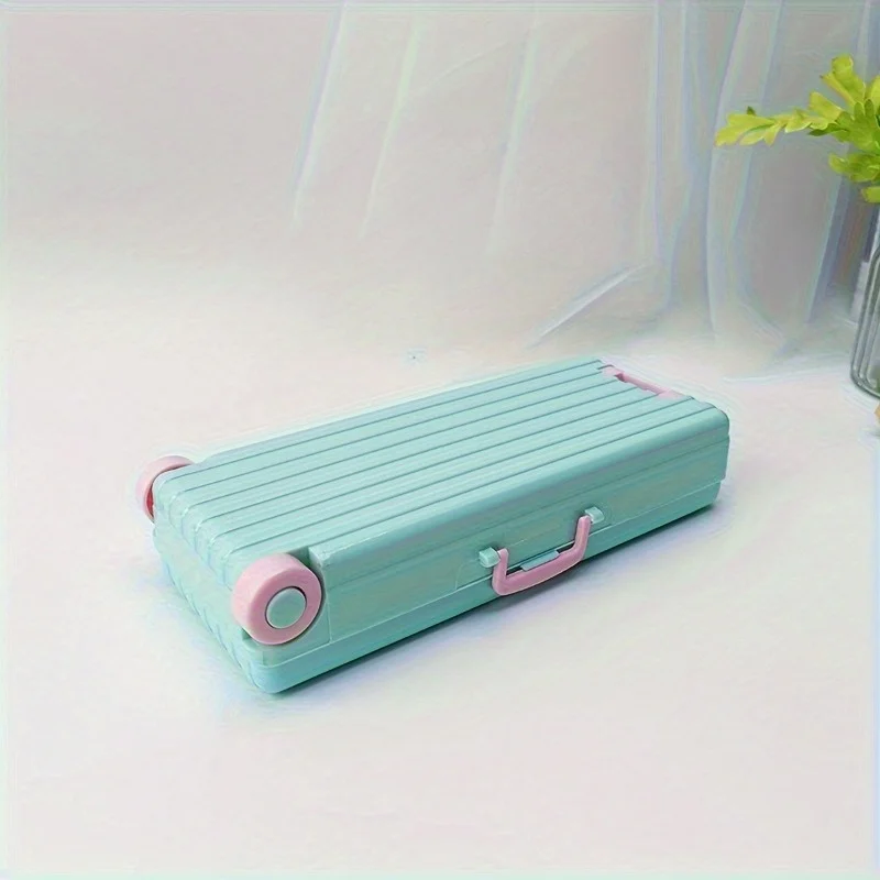 Double-Layered Trolley Case-Shaped Stationery Organizer