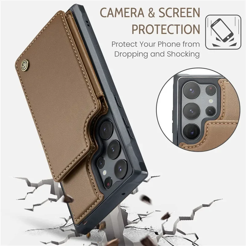 Leather Wallet Card Case with Flip Cover