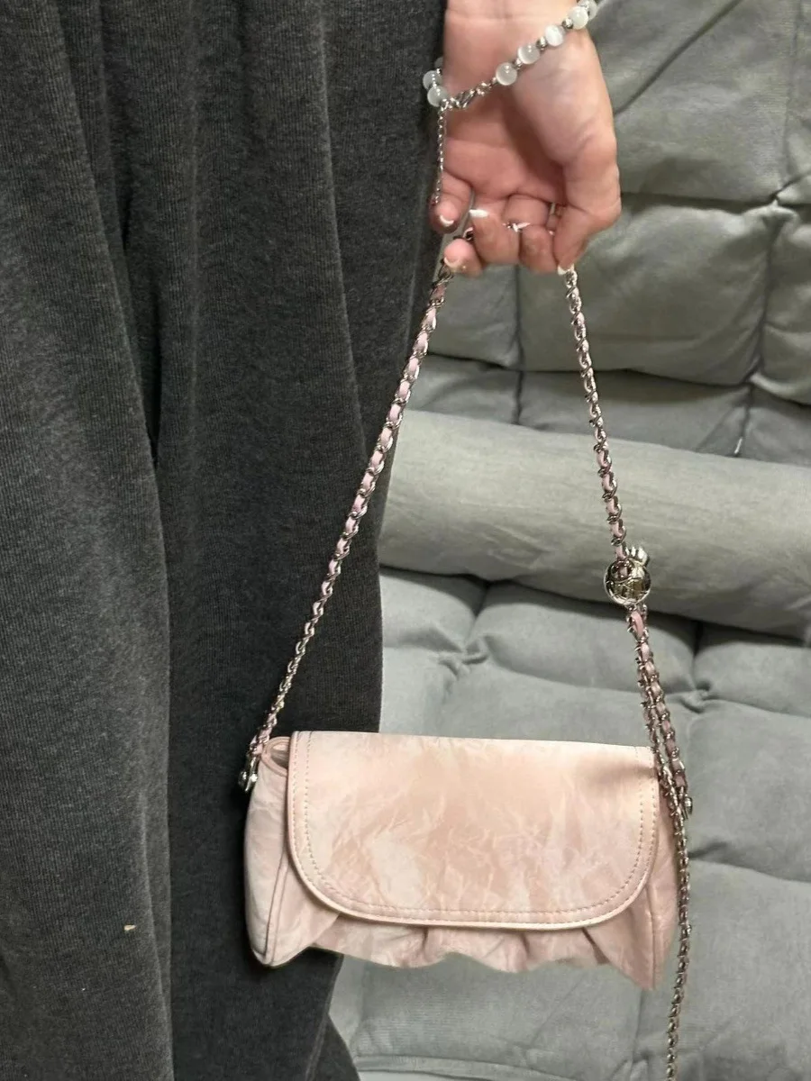 JIAREDI Sweet Pink Chain Crossbody Bags Women Women Fashionable Cloud Handbag Messenger Bag Ladies 2025 New Shoulder Bags Y2k