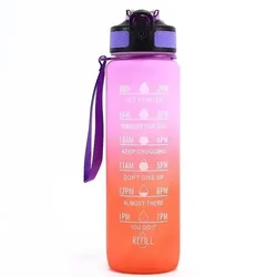 1 - Liter Motivational Water Bottle with Time Marker & Straw - Fitness & Office Hydration Solution - 1000ml (Pink)