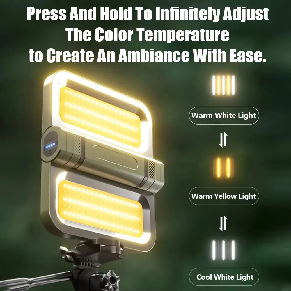 2000LM Rechargeable LED Camping Lantern – Magnetic Base, Solar Charging, Hook Design, Portable Emergency Tent Light 3