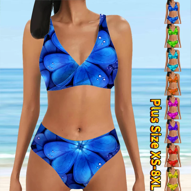 

Женский раздельный купальник с принтом, новый дизайнерский раздельный купальник с завышенной талией в стиле ретро, 2023