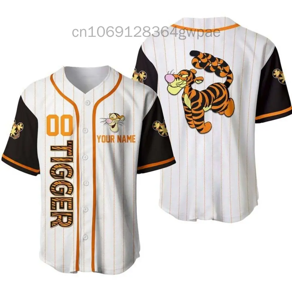

Бейсбольная Футболка Disney Tigger, Повседневная футболка в спортивном стиле для улицы, персонализированная Мужская Женская бейсбольная Футболка с коротким рукавом Disney