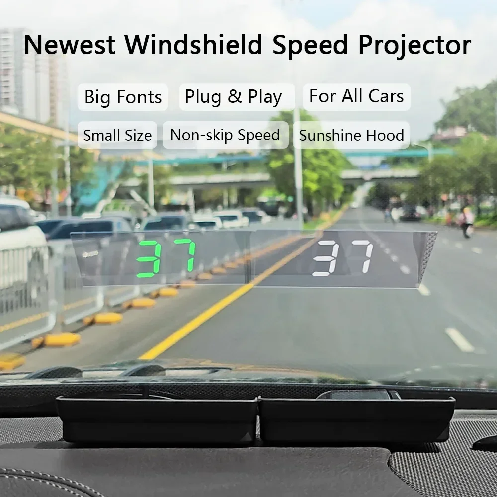 Car HUD Display Head Up HD GPS Speedometer Speed KMH Digital Windshield Projector For All Cars