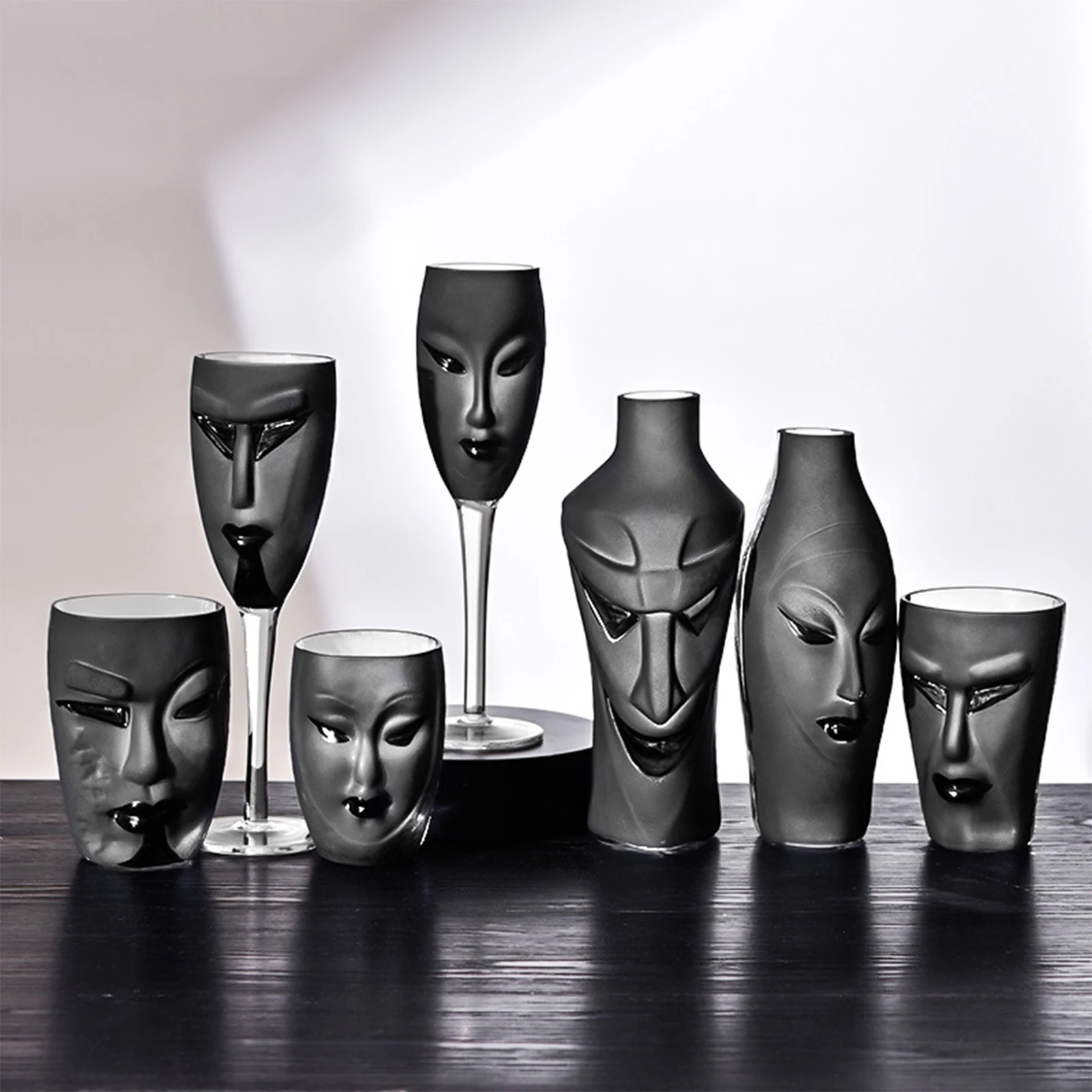 

Scandinavian Style Creative Abstract Art Human Face Glass Water Cup Champagne Glasses Flower Vase