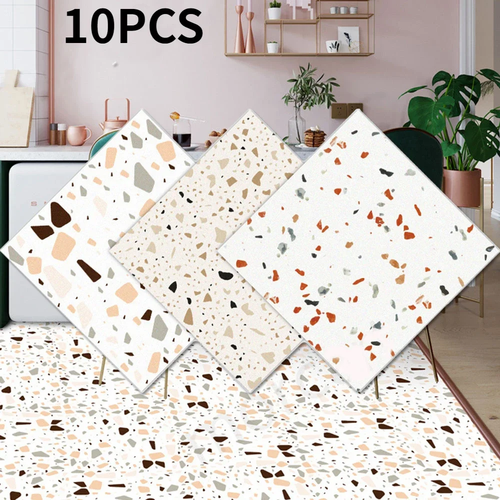 

Wall Sticker Thick Self Adhesive Floor Stickers Vintage Terrazzo Tile Bathroom Ground Waterproof Wallpapers PP Bedroom Wholesale