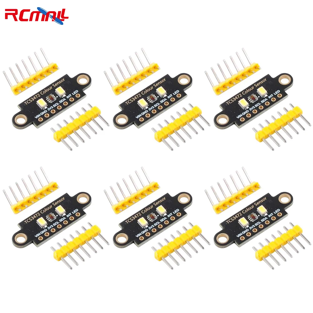 

Модуль распознавания цветных датчиков TCS3472, 6 шт., RGB IIC, цветовой фонарь с ИК-фильтром, яркий фонарь с датчиком для Arduino STM32