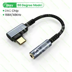 Enhanced USB - C to 3.5mm HiFi Audio Adapter (Grey Elbow)