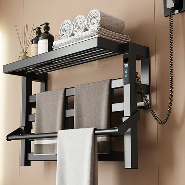 Nordic Aluminum Carbon Fiber Towel Warmer for Bathroom Fixture Thermal  Towel Rack Creative Household Timing Heated Towel Racks - AliExpress