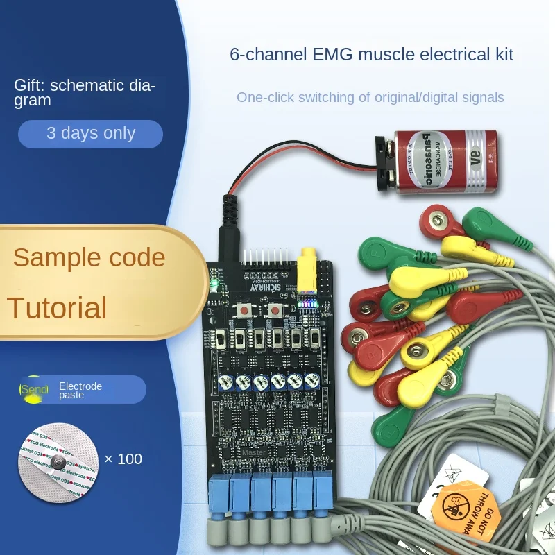 

Channel EMG Muscle Electrical Sensor Module Six-Guide Myoelectric Aduino Development Kit Smart Wearable Device