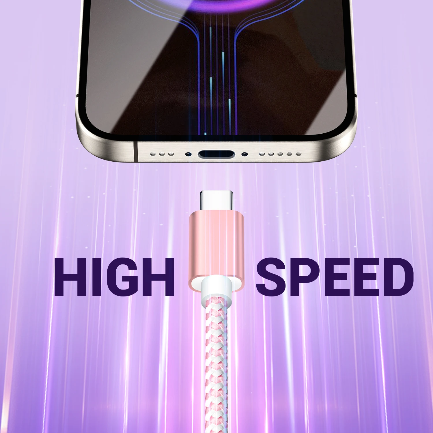 USB to USB C 케이블, 3A 고속 충전 케이블, 아이폰 17 16 15 Pro Max, 삼성 갤럭시 호환 브레이디드 USBC 케이블, 2/4/6개입