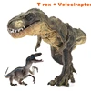Jurassic Tyrannosaurus Rex + Blue Velociraptor Dinosaur Action & Toy Figures Animal Collection Learning & Educational Kids toy 1