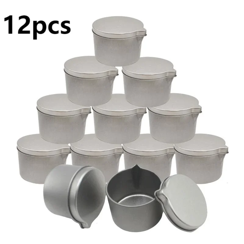 12pcs Tinplate Candle Jar With a Handy Spout Aromatherapy Massage Cream Jars Cosmetic Storage Cans DIY Candles Making Container