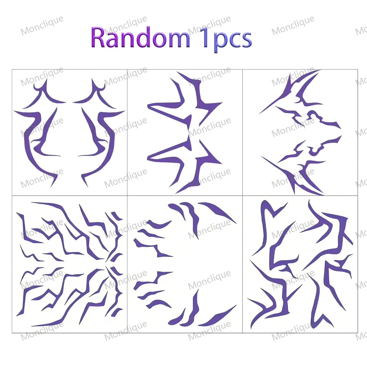 Temporary Tattoos Purple Lightning Bold Makeup Waterproof Face Arm Thigh Waist Sticker for Cosplay Party Gifts Halloween Random