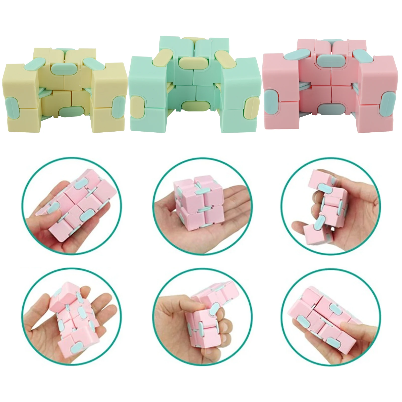 3PCS Plastic Infinite Cube Matte Decompression  for Adults Children  Household Playing Cube Puzzle  Children Gaming