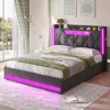 Queen Bed Frame with 4 Storage Drawers, Headboard and Storage, LED with Charging Station, No Box Springs Needed, Bed Frame 2