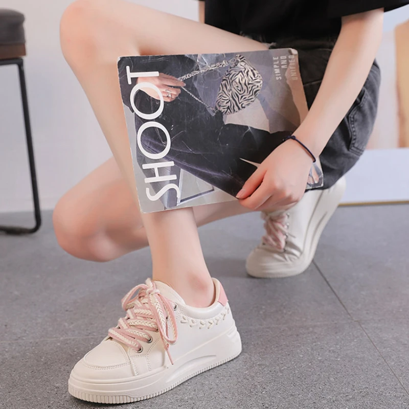 Women Platform Casual Shoes Height Increasing Chunky Sneakers for Youth Girls Outdoor Trainers Female Ladies Thick Sole Footwear