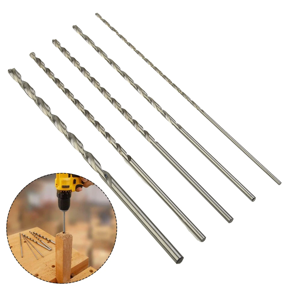 5Pcs Extra Long Drill Bit Set 2 3 3.5 4 5mm High Speed Steel Metal Multi Tools For Aluminum Copper Wood Machinery Tool Parts